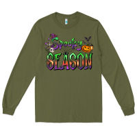 Army Green Halloween Spooky Season Long Sleeve Tee - FaDigitalArtStudio