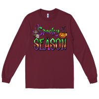 Burgundy Halloween Spooky Season Long Sleeve Tee - FaDigitalArtStudio