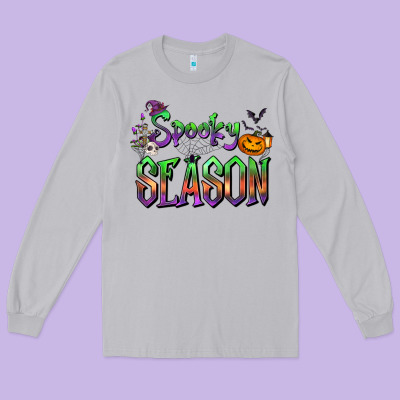 Halloween Spooky Season Long Sleeve Tee Designed By Fadigitalartstudio