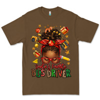 Cacao santas favorite school bus driver afro messy bun Premium Tee - texasbilliewilder