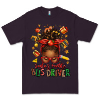 Plum santas favorite school bus driver afro messy bun Premium Tee - texasbilliewilder