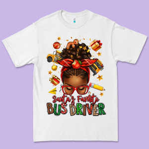 Santas Favorite School Bus Driver Afro Messy Bun Premium Tee Designed By Texasbilliewilder