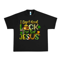 Black I don't need luck i've got Jesus Urban Heavy Tee - CowGirlArtShop