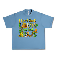 Pebble Blue I don't need luck i've got Jesus Urban Heavy Tee - CowGirlArtShop