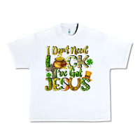 White I don't need luck i've got Jesus Urban Heavy Tee - CowGirlArtShop