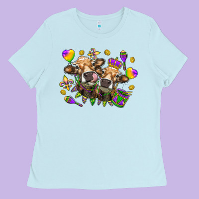Mardi Gras Heifers Ladies Tee Designed By Howdyjamesfarm
