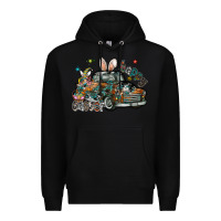 Black Happy Easter Premium Hoodie - CowhideDigitalArt