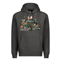 Charcoal Heather Happy Easter Premium Hoodie - CowhideDigitalArt