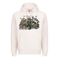 Pale Pink Happy Easter Premium Hoodie - CowhideDigitalArt