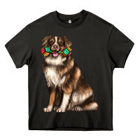 Asphalt australian shepherd with rope toy Heavy Core Tee - texasbilliewilder