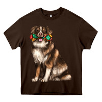 Chocolate Brown australian shepherd with rope toy Heavy Core Tee - texasbilliewilder