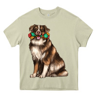 Mossy australian shepherd with rope toy Heavy Core Tee - texasbilliewilder