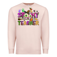 Pale Pink spooky teacher Premium Sweatshirt - AdoDesignShop