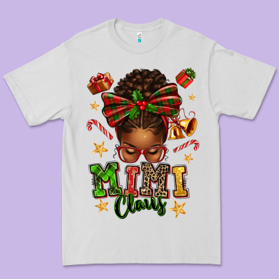 Mimi Claus Afro Messy Bun Premium Tee Designed By Texasbilliewilder