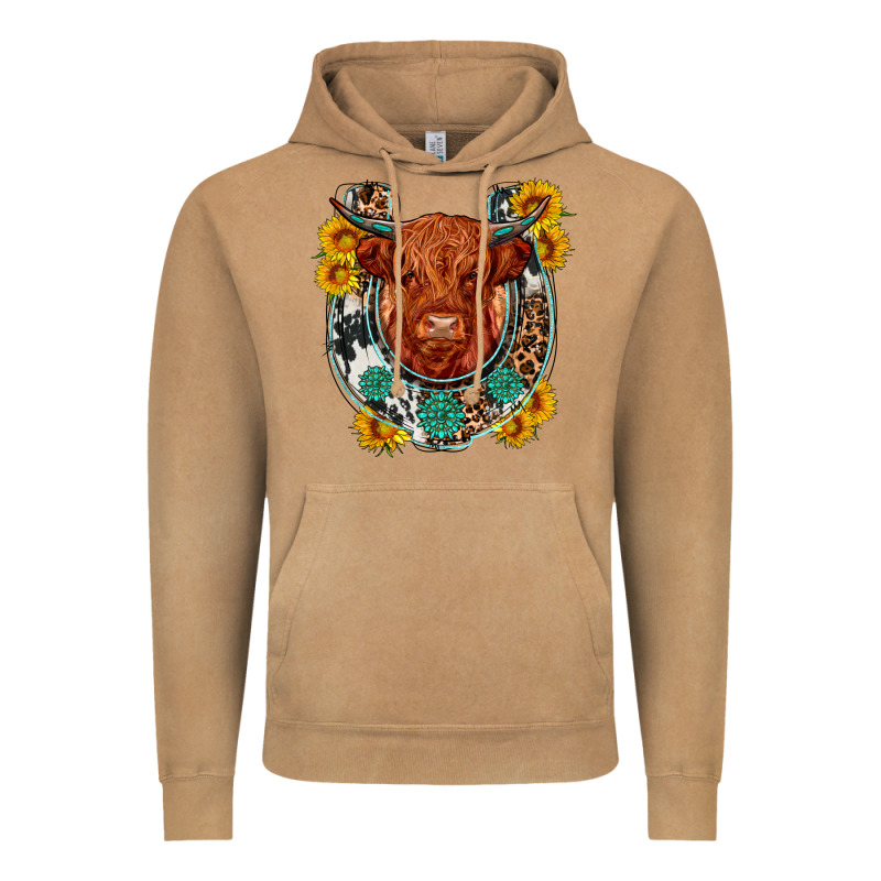 Western Leopard Cowhide Cow Horseshoe Vintage Hoodie by OliviaCreatesArt | Teevron