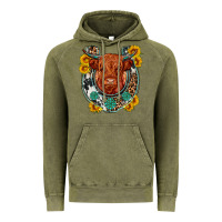 Vintage Olive western leopard cowhide cow horseshoe Vintage Hoodie - OliviaCreatesArt
