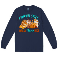 Navy Pumpkin Spice Make Mama Nice Long Sleeve Tee - FaDigitalArtStudio