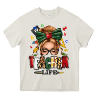 Cream teacher life blonde caucassian messy bun Heavy Core Tee - texasbilliewilder