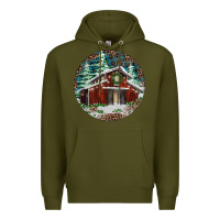 Army Green Barn Christmas Premium Hoodie - RanaPortraitStore
