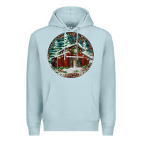 Blue Mist Barn Christmas Premium Hoodie - RanaPortraitStore