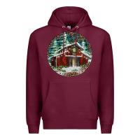 Burgundy Barn Christmas Premium Hoodie - RanaPortraitStore