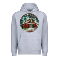 Heather Grey Barn Christmas Premium Hoodie - RanaPortraitStore