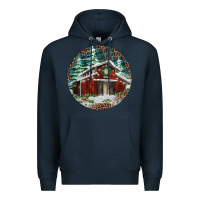 Navy Barn Christmas Premium Hoodie - RanaPortraitStore