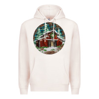 Pale Pink Barn Christmas Premium Hoodie - RanaPortraitStore