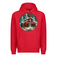 Red Barn Christmas Premium Hoodie - RanaPortraitStore