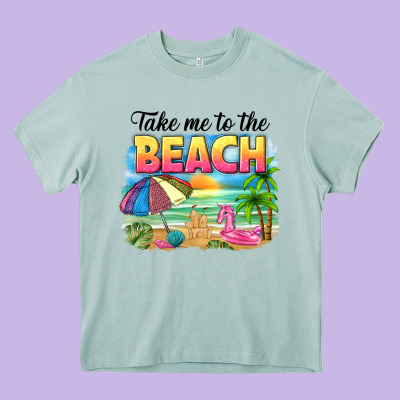 Take Me To The Beach Heavy Core Tee Designed By Nancycooperartshop