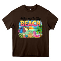 Chocolate Brown take me to the beach Heavy Core Tee - NancyCooperArtShop