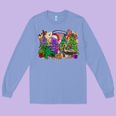 Christmas Louisiana Mardi Gras Trees Long Sleeve Tee Designed By Fadigitalartstudio