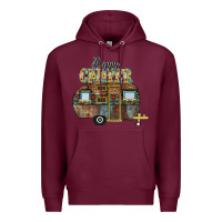 Burgundy Happy Camper Premium Hoodie - CowhideDigitalArt