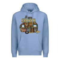 Colony Blue Happy Camper Premium Hoodie - CowhideDigitalArt