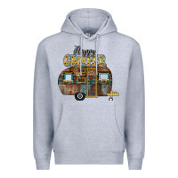 Heather Grey Happy Camper Premium Hoodie - CowhideDigitalArt