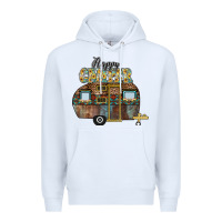 White Happy Camper Premium Hoodie - CowhideDigitalArt