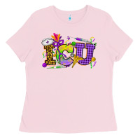 Bubblegum Pink Mardi Gras ICU Nurse Ladies Tee - HowdyJamesFarm