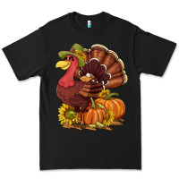 Black Thanksgiving turkey with pumpkin and sunflower Premium Tee - NancyCooperArtShop
