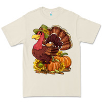 Thanksgiving Turkey With Pumpkin And Sunflower Premium Tee | Teevron