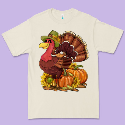 Thanksgiving Turkey With Pumpkin And Sunflower Premium Tee Designed By Nancycooperartshop