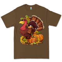 Cacao Thanksgiving turkey with pumpkin and sunflower Premium Tee - NancyCooperArtShop