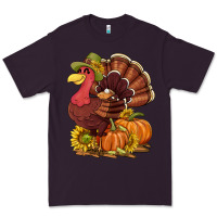 Plum Thanksgiving turkey with pumpkin and sunflower Premium Tee - NancyCooperArtShop
