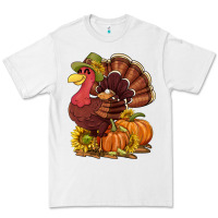 White Thanksgiving turkey with pumpkin and sunflower Premium Tee - NancyCooperArtShop