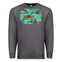 Charcoal Heather leopard turquoise glitter background Premium Sweatshirt - AdoDesignShop