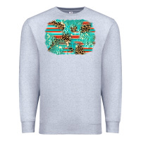 Heather Grey leopard turquoise glitter background Premium Sweatshirt - AdoDesignShop