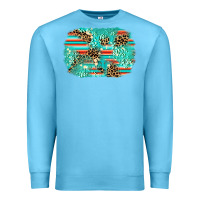 Ocean Blue leopard turquoise glitter background Premium Sweatshirt - AdoDesignShop
