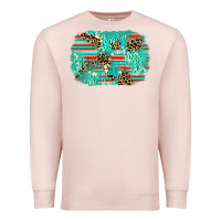 Pale Pink leopard turquoise glitter background Premium Sweatshirt - AdoDesignShop
