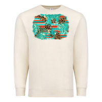 Sandshell leopard turquoise glitter background Premium Sweatshirt - AdoDesignShop