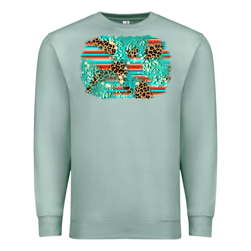 Leopard Turquoise Glitter Background Premium Sweatshirt by AdoDesignShop | Teevron