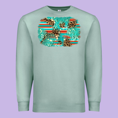 Leopard Turquoise Glitter Background Premium Sweatshirt Designed By Adodesignshop